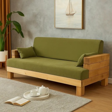 Canapea Rustic Cabana lemn masiv, cu tapiterie, 204 x 91 x 63 cm - Img 3