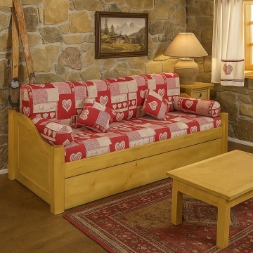 Canapea rustica Cabana, model cu tapiterie, 206 x 91 x 94 cm