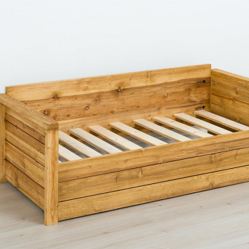 Canapea Rustica Colibri, model fix cu tapiterie, Lemn masiv rustic, 206 x 88 x 72 cm - Img 3