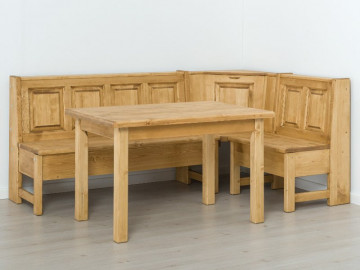 Coltar de bucatarie Rustic Flame, lemn masiv rustic, 185/135 x 61 x 93/45 cm - Img 2