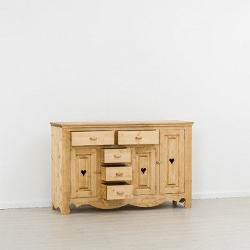 Comoda Cabana cu 3 usi si 5 sertare, Lemn masiv rustic, 160 x 50 x 100 cm - Img 4