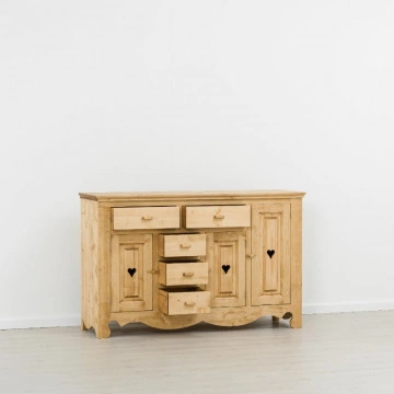 Comoda Cabana cu 3 usi si 5 sertare, Lemn masiv rustic, 160 x 50 x 100 cm - Img 4