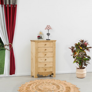 Comoda Cabana cu 6 sertare, Lemn masiv rustic, 72 x 45 x 115 cm