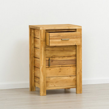 Comoda cu 1 usa si 1 sertar Colibri, Lemn masiv rustic, 55 x 46 x 85 cm - Img 2