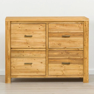 Comoda cu 1 usa si 2 sertare Colibri, Lemn masiv rustic, 110 x 46 x 85 cm - Img 2