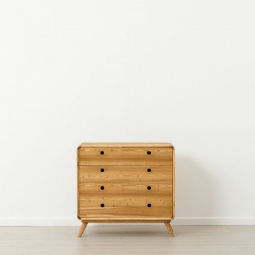 Comoda cu 4 sertare Sahara, Lemn masiv rustic, 90 x 45 x 85 cm - Img 3