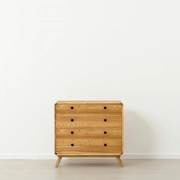Comoda cu 4 sertare Sahara, Lemn masiv rustic, 90 x 45 x 85 cm - Img 3