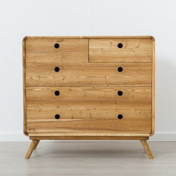 Comoda cu 5 sertare Sahara, Lemn masiv rustic, 90 x 45 x 85 cm - Img 2
