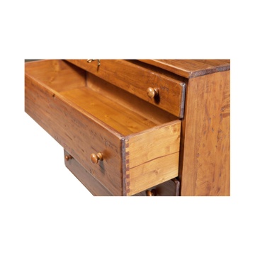 Comoda Dolce Toscana 4 sertare lemn masiv tei, nuc antik, 114 x 48 x 99 cm - Img 2