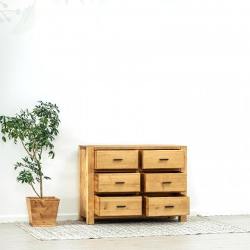 Comoda Ecuador cu 6 sertare, Lemn masiv rustic, 120 x 48 x 90 cm - Img 3