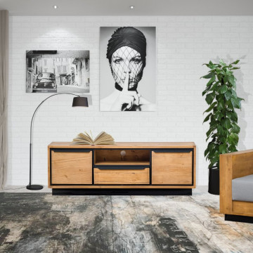 Comoda Lemn masiv Mexicana, 2 usi, 1 sertar si nisa, 140 x 40 x 55 cm - Img 1