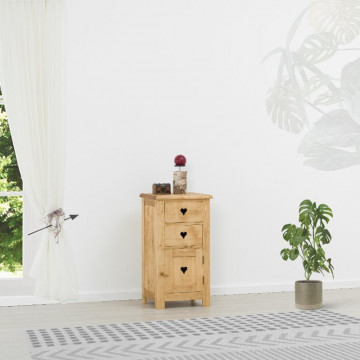 Comoda Rustic Floare de Colt 1 usa si 2 sertare, Lemn masiv 48 x 42 x 89 cm