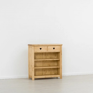 Comoda Rustic Floare de Colt cu 2 sertare si 3 rafturi din Lemn masiv 100 x 42 x 107 cm - Img 4