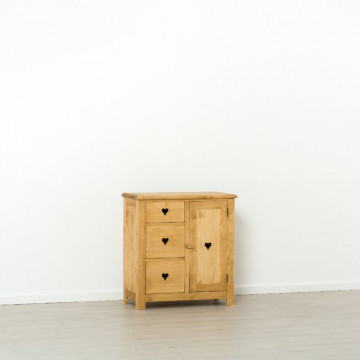 Comoda Rustic Love 1 usa si 3 sertare, Lemn masiv rustic, 84 x 42 x 89 cm - Img 5