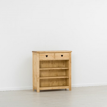 Comoda Rustic Love 2 sertare si 3 rafturi, Lemn masiv rustic, 100 x 42 x 107 cm - Img 4