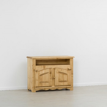 Comoda TV Cabana cu 2 usi, Lemn masiv rustic, 120 x 50 x 91 cm - Img 4