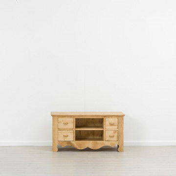Comoda TV Cabana cu 4 sertare, Lemn masiv rustic, 120 x 55 x 62 cm - Img 3