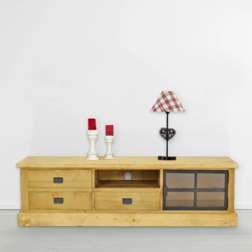 Comoda TV lemn masiv Industrial Wood, 1 usa si 3 sertare, 200 x 40 x 46 cm - Img 2