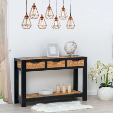 Consola Rustic Loft 3 sertare, Lemn masiv rustic, 119 x 35 x 75 cm