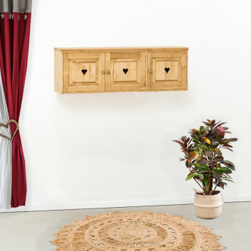 Corp de bucatarie Rustic Flame, suspendat cu 3 usi, lemn masiv rustic, 150 x 38 x 50 cm - Img 1