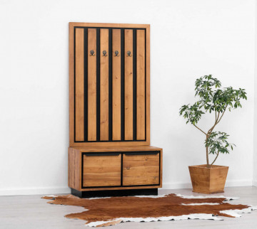 Cuier cu comoda pantofi 2 usi Lemn masiv Mexicana, 100 x 45 x 200 cm