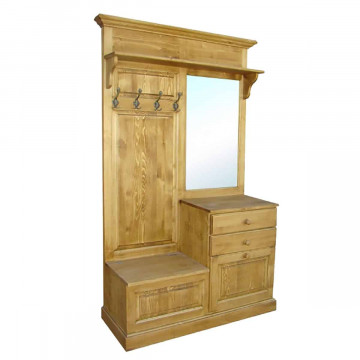 Cuier cu oglinda Apuseni lemn masiv, 135 x 46 x 215 cm - Img 2