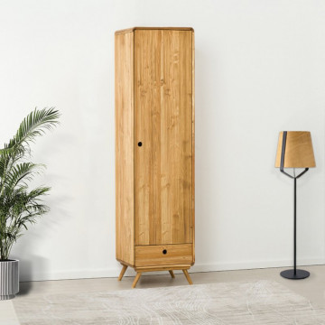 Dulap cu 1 usa 1 sertar Sahara, Lemn masiv rustic, 52 x 55 x 200 cm - Img 1