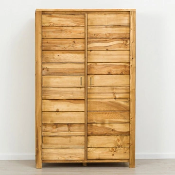 Dulap cu 2 usi Colibri, Lemn masiv rustic, 117 x 60 x 200 cm - Img 3
