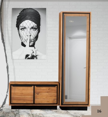 Dulap Lemn masiv Mexicana, 1 usa cu oglinda, 60 x 55 x 200 cm - Img 5