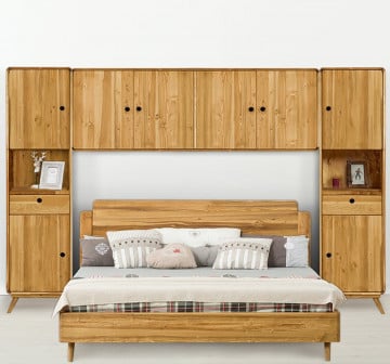 Dulap suspendat cu 4 usi Sahara, Lemn masiv rustic, 190 x 40 x 70 cm - Img 2