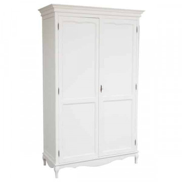 Dulap Toscana Charme cu 2 usi lemn masiv tei, finisaj alb unt antik, 130 x 57 x 205 cm - Img 2