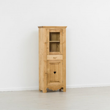 Dulap Vitrina Rustic Flame 2 usi si 1 sertar, Lemn masiv rustic, 66 x 45 x 179 cm - Img 5