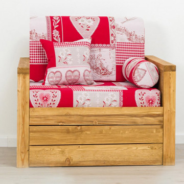 Fotoliu Rustic Colibri, model cu tapiterie, Lemn masiv rustic, 83 x 76 x 72 cm - Img 2