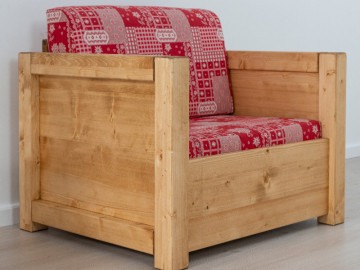 Fotoliu Rustic Ecuador, model cu tapiterie, Lemn masiv rustic, 83 x 78 x 70 cm - Img 2