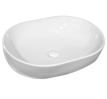 Lavoar ceramic oval alb, cu asezare pe blat masca de baie rustica