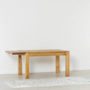 Masa cu 2 extensii laterale Ecuador, Lemn masiv rustic, 140/180/220 x 90 x 78 cm - Img 7
