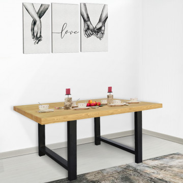 Masa lemn masiv Industrial Wood, 200 x 100 x 78 cm