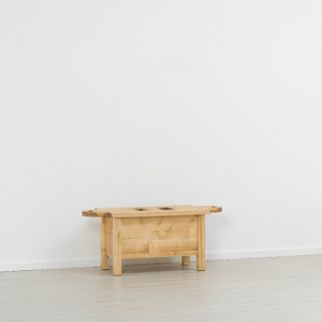 Masuta de cafea Cabana cu 2 platouri culisante, Lemn masiv rustic, 110 x 52 x 55 cm - Img 5