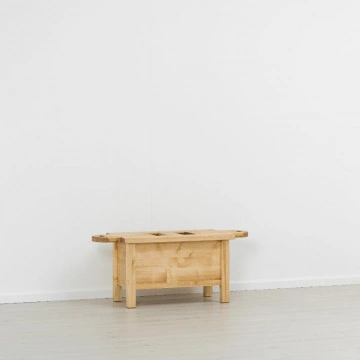 Masuta de cafea Cabana cu 2 platouri culisante, Lemn masiv rustic, 110 x 52 x 55 cm - Img 5