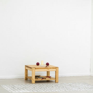 Masuta de cafea Ecuador, Lemn masiv rustic, 80 x 80 x 45 cm - Img 3