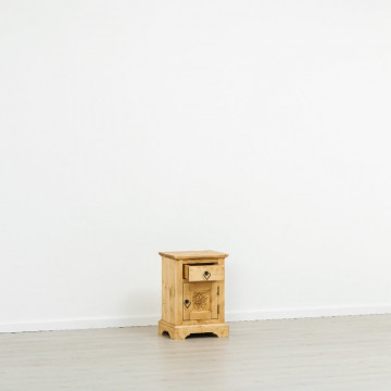 Noptiera 1 usa si 1 sertar Ursul Carpatin, Lemn masiv rustic, 42 x 35 x 60 cm - Img 3