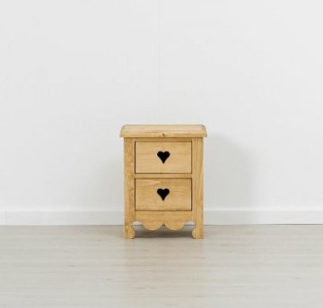 Noptiera Cabana cu 2 sertare lemn masiv rustic, 40 x 32 x 50 cm - Img 2