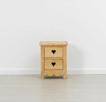 Noptiera Cabana cu 2 sertare lemn masiv rustic, 40 x 32 x 50 cm - Img 2