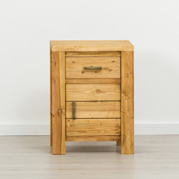 Noptiera cu 1 usa si 1 sertar Colibri, Lemn masiv rustic, 45 x 38 x 60 cm - Img 2