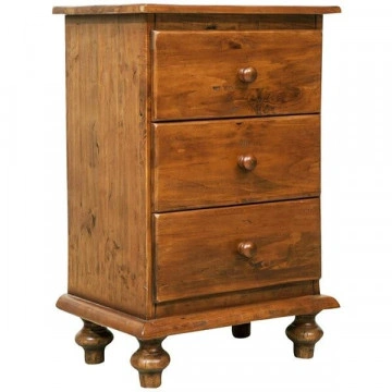 Noptiera Dolce Toscana cu 3 sertare, lemn masiv tei, nuc antik 50 x 35 x 75 cm - Img 2