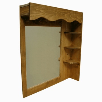 Oglinda de baie Rustica cu 3 etajere Rustic Flame Lemn Masiv, 90 x 20 x 104 cm