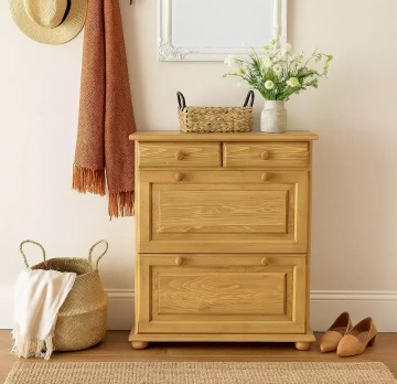 Pantofar / comoda pantofi Apuseni, 2 usi si 2 sertare, lemn masiv, 87 x 32 x 105 cm