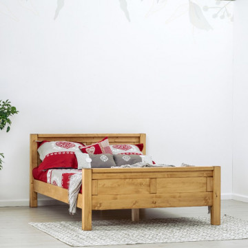 Pat lemn masiv dublu Ecuador, 2 tablii, Lemn masiv rustic, 140 cm, 160 cm sau 180 x 200 cm - Img 1