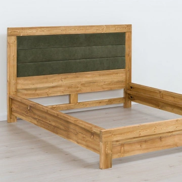 Pat tapitat dublu Colibri, Lemn masiv rustic, 140 cm, 160 cm sau 180 x 200 cm - Img 5
