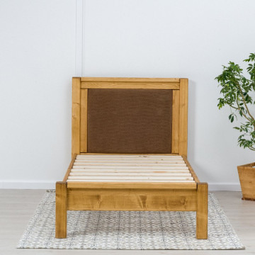 Pat tapitat simplu Ecuador, Lemn masiv rustic, 90 x 200 cm - Img 3
